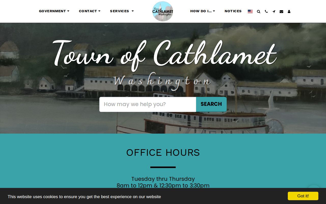 Cathlamet Town Hall official page for town municipal records context