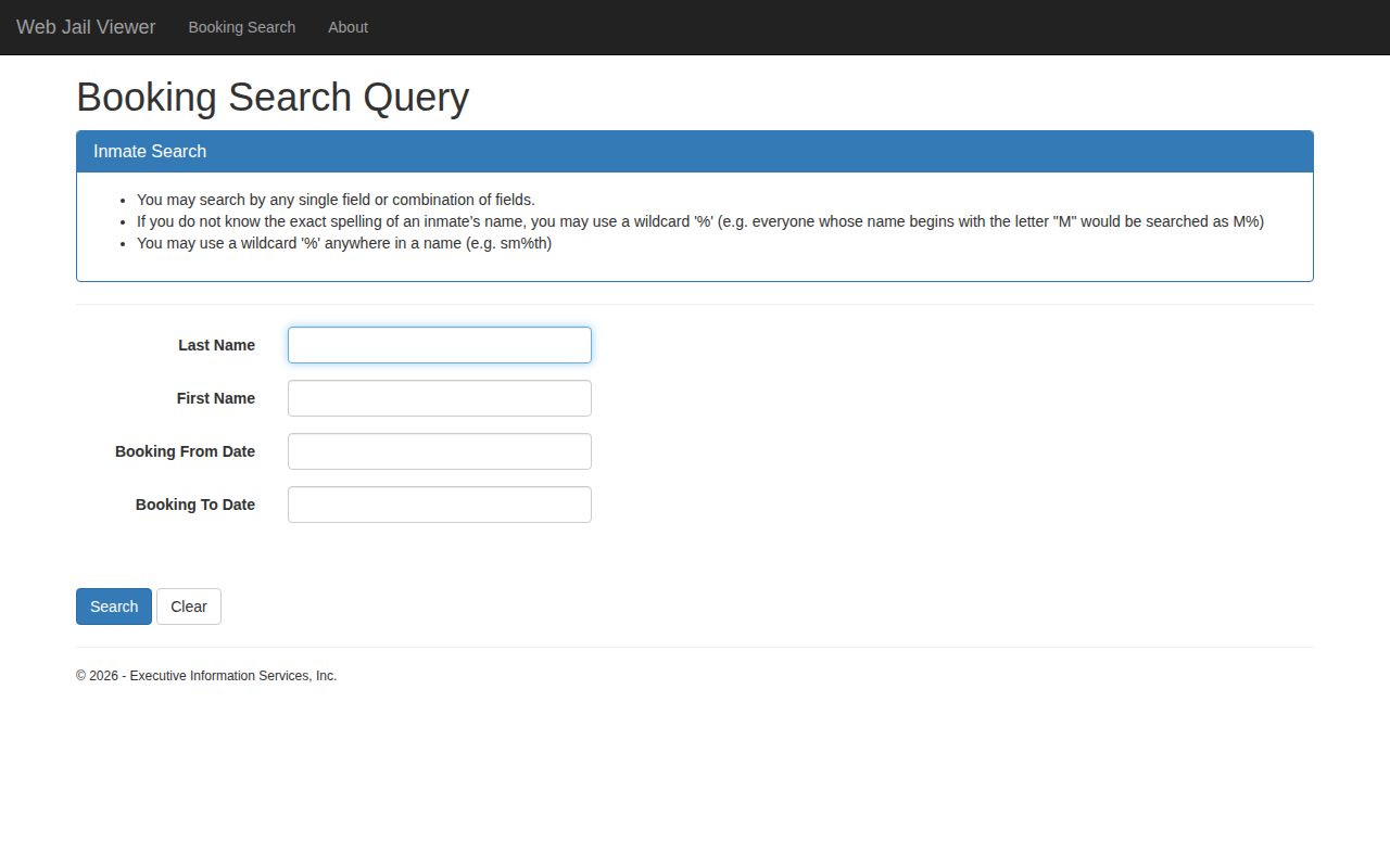 Wahkiakum County Jail Viewer booking search for Cathlamet booking records