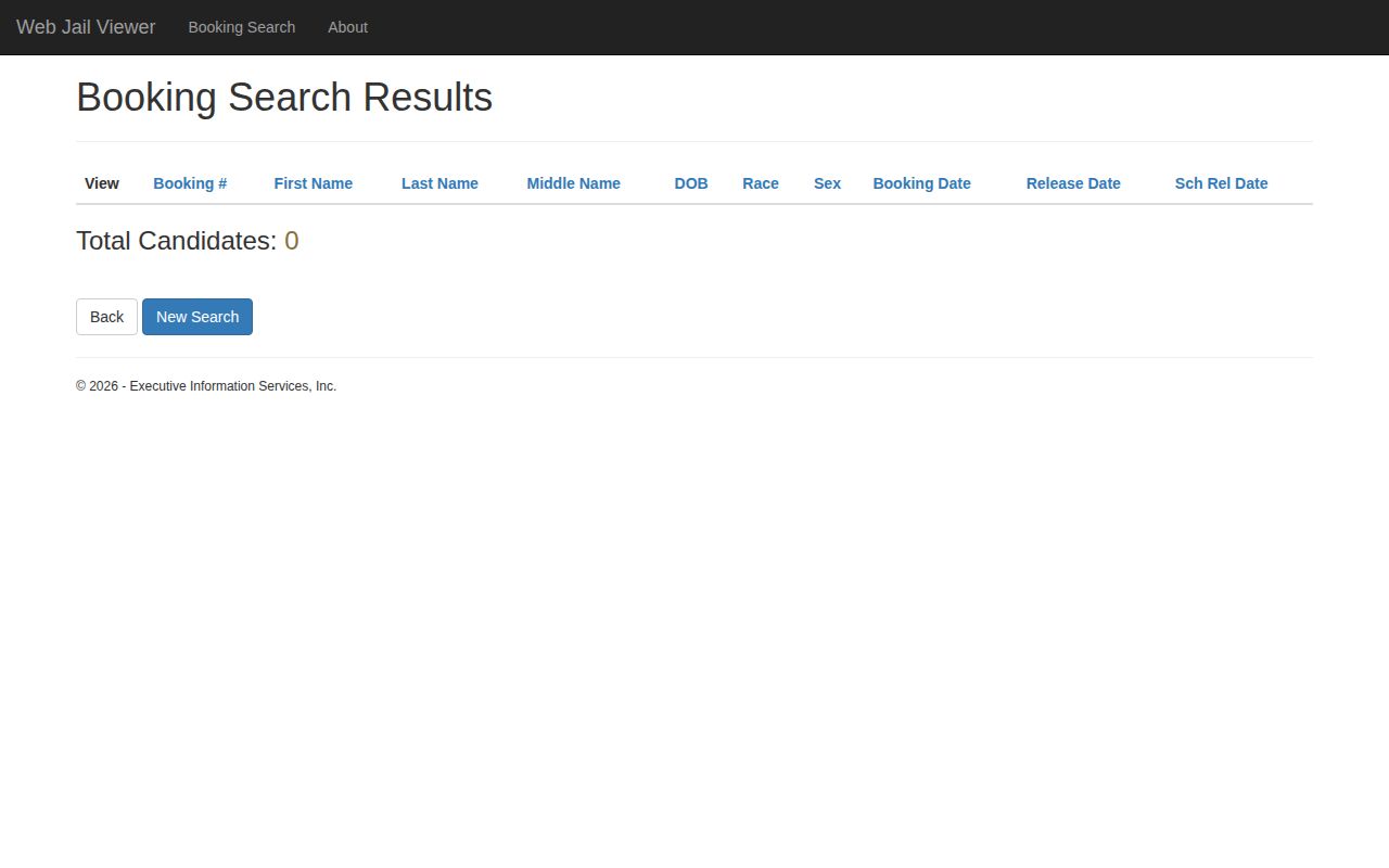Wahkiakum County Jail Viewer booking and release record fields
